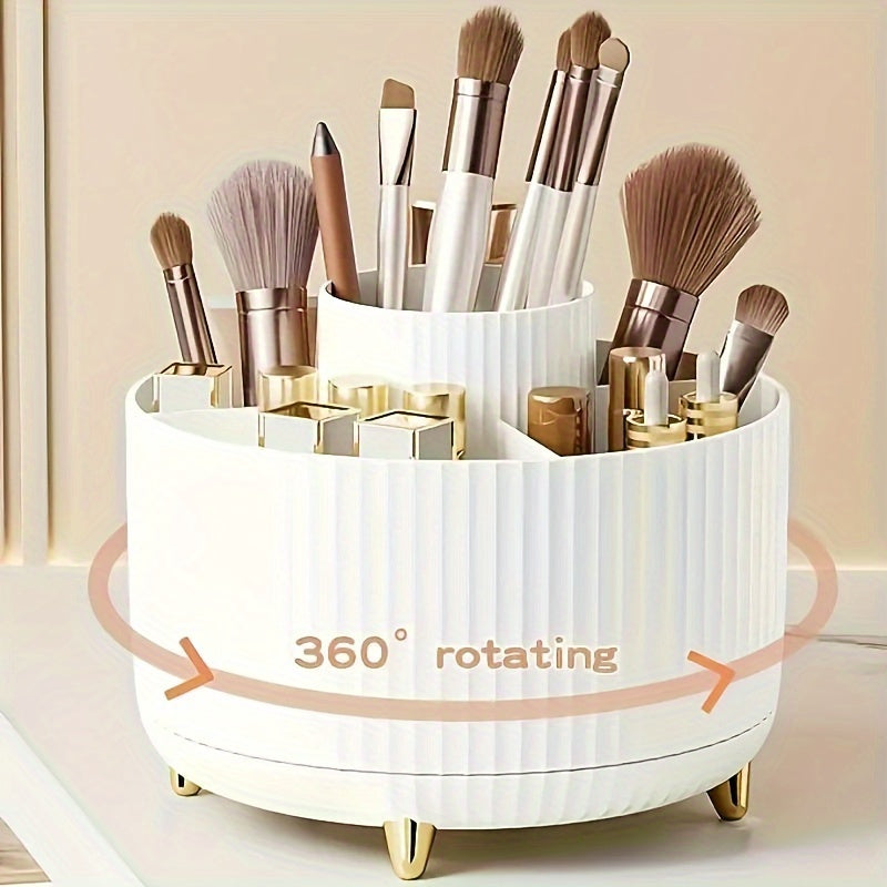 360° Rotating Multi Functional Durable Plastic Cosmetic Storage Makeup Organizer With 5 Compartments