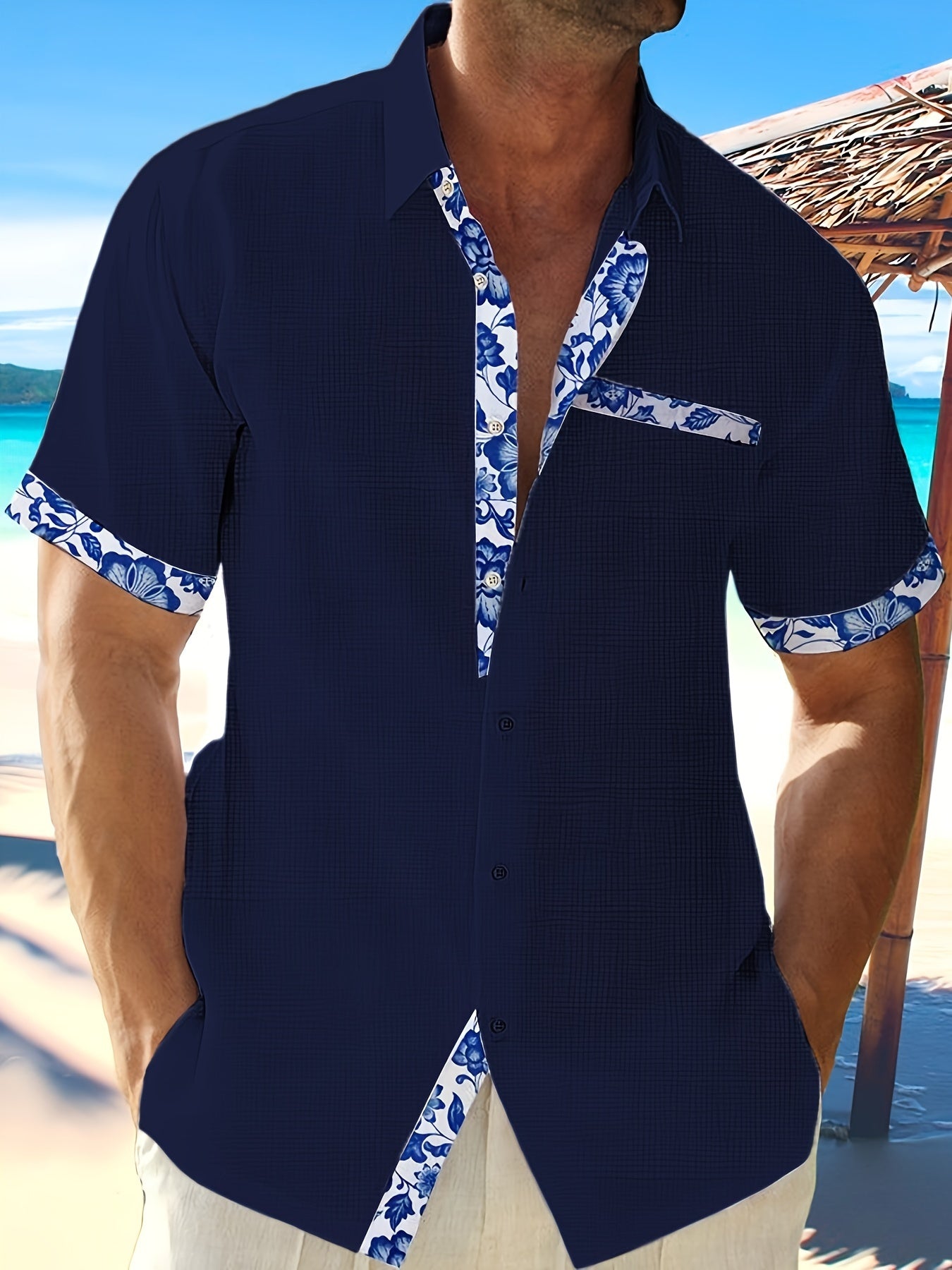 Mens Casual Classic Button-Up Breathable Regular Fit Short Sleeve Shirt