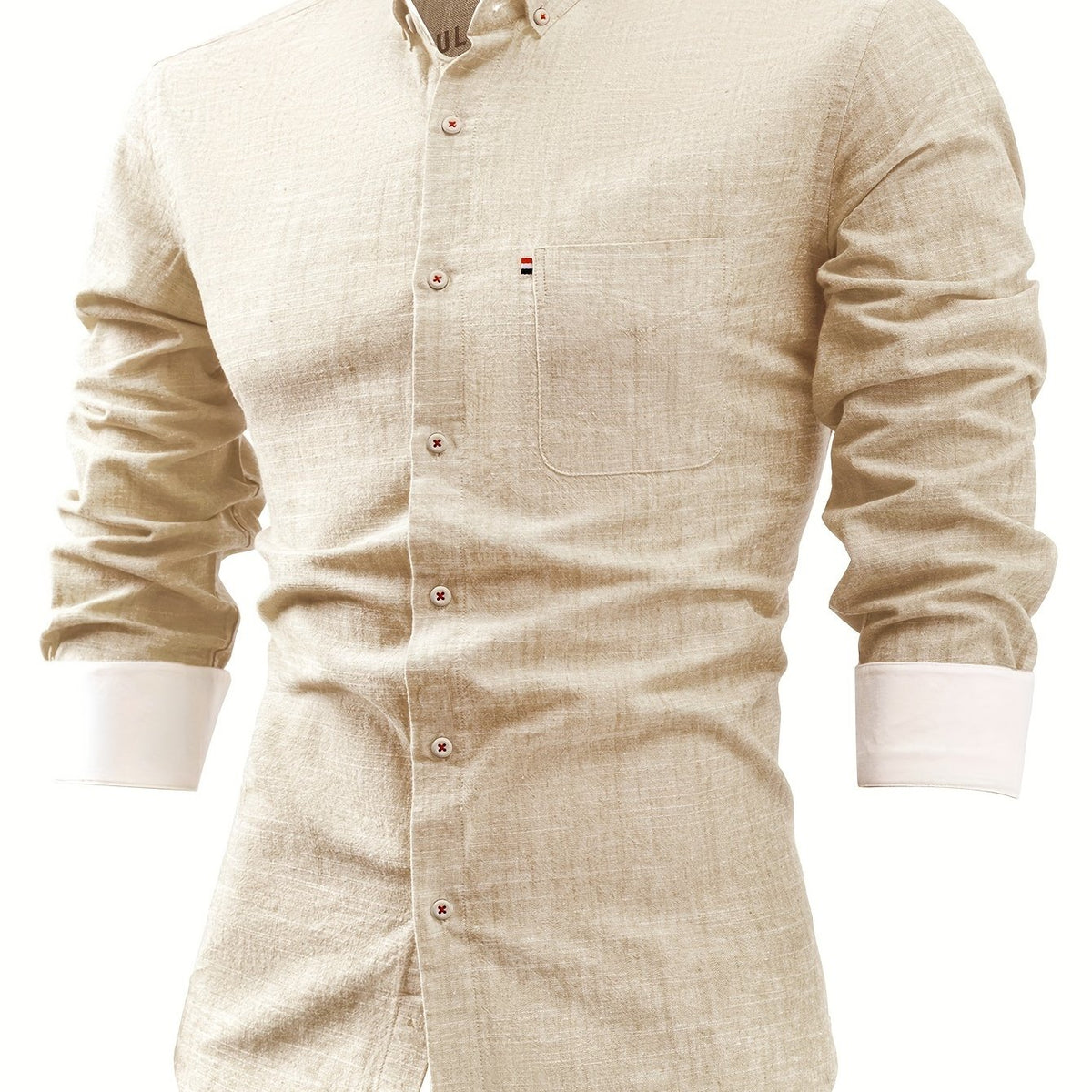 Mens Casual Button-Front Long Sleeve Classic Shirt