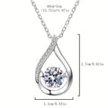 Womens Elegant Moissanite Sparkling Round-Cut Teardrop Design Pendant Necklace