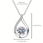 Womens Elegant Moissanite Sparkling Round-Cut Teardrop Design Pendant Necklace