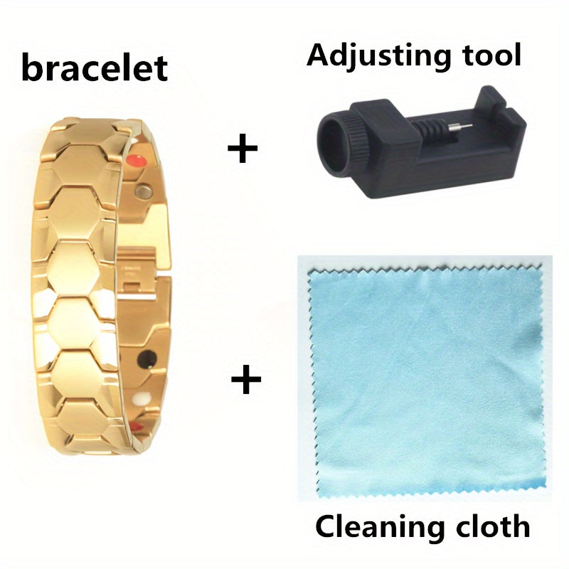 Mens Heavy-Duty Titanium Steel Hexagonal Accent Bracelet