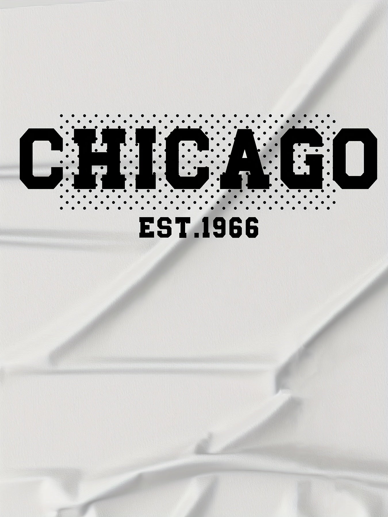 Mens Casual Chicago EST. 1966 Graphic Print Breathable Crew Neck Short Sleeve Tshirt