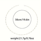 Mens Sleek White Gold Plated Geometric Design Chain Necklace