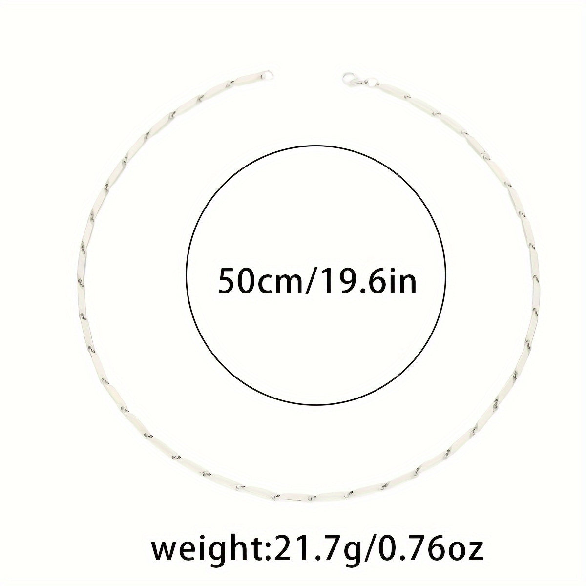 Mens Sleek White Gold Plated Geometric Design Chain Necklace