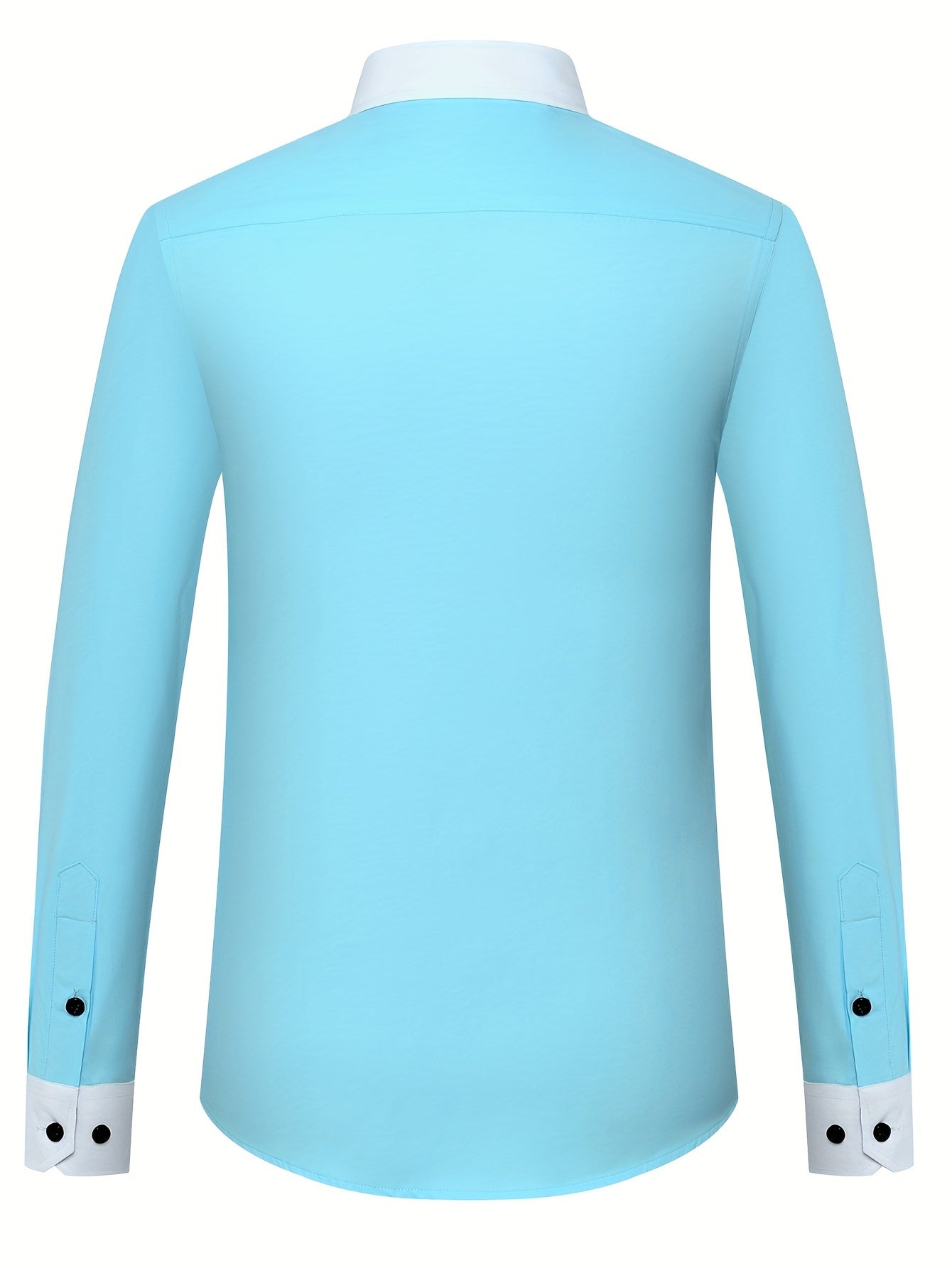 Mens Double-Layer Collar Long Sleeve Casual & Formal Style Contrast Shirt