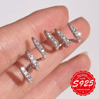 Womens 925Silver Hypoallergenic Three-Prong Curved Earrings