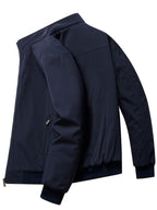 Mens Casual Solid Zip-Up Stand Collar Windbreaker Thermal Quilted Jacket