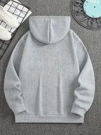 Mens Fleece-Lined Hooded Letter Print Oversized Casual Kangaroo Pocket Sweatshirt