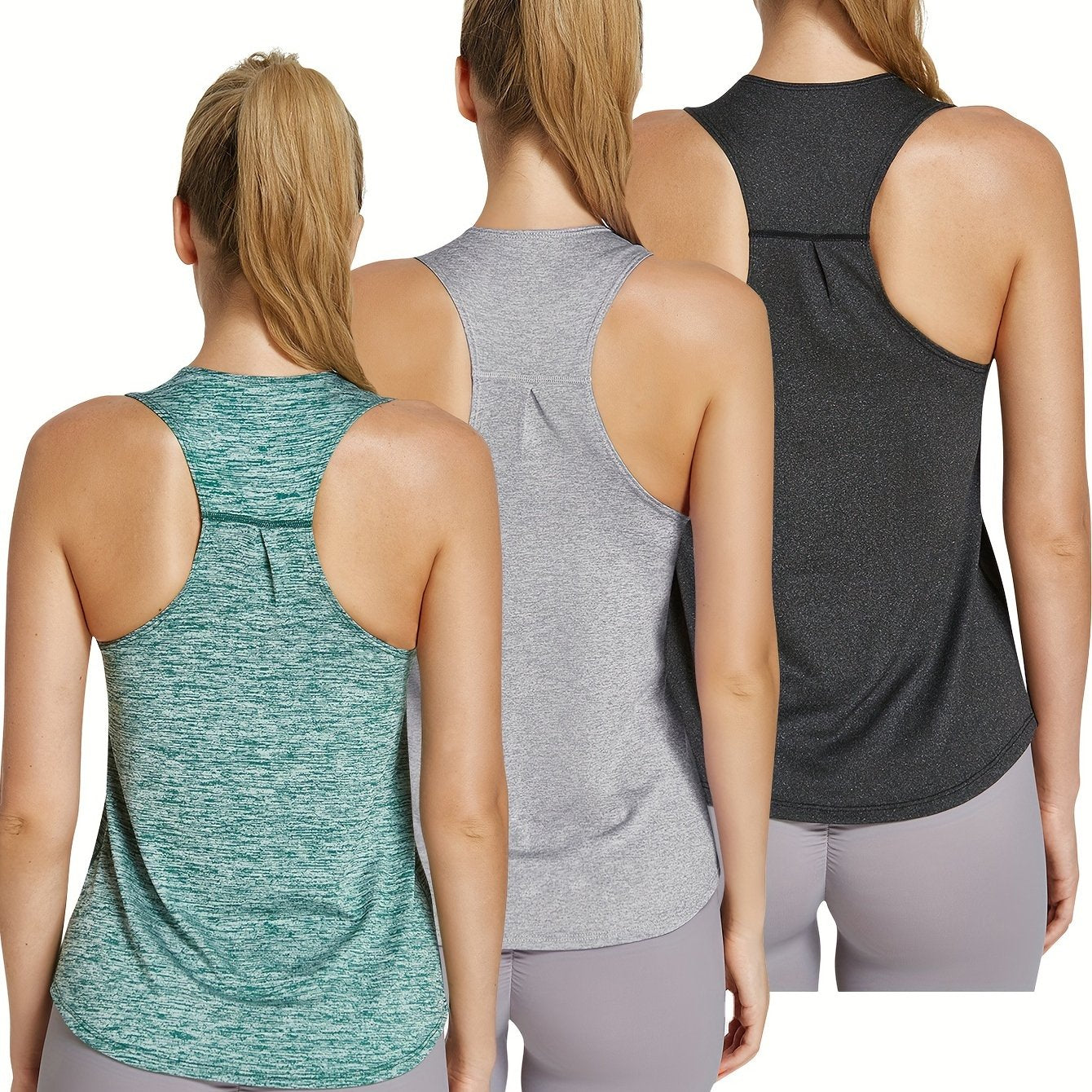 3pcs Womens Breathable Quick Dry Racerback Athletic Tank Tops