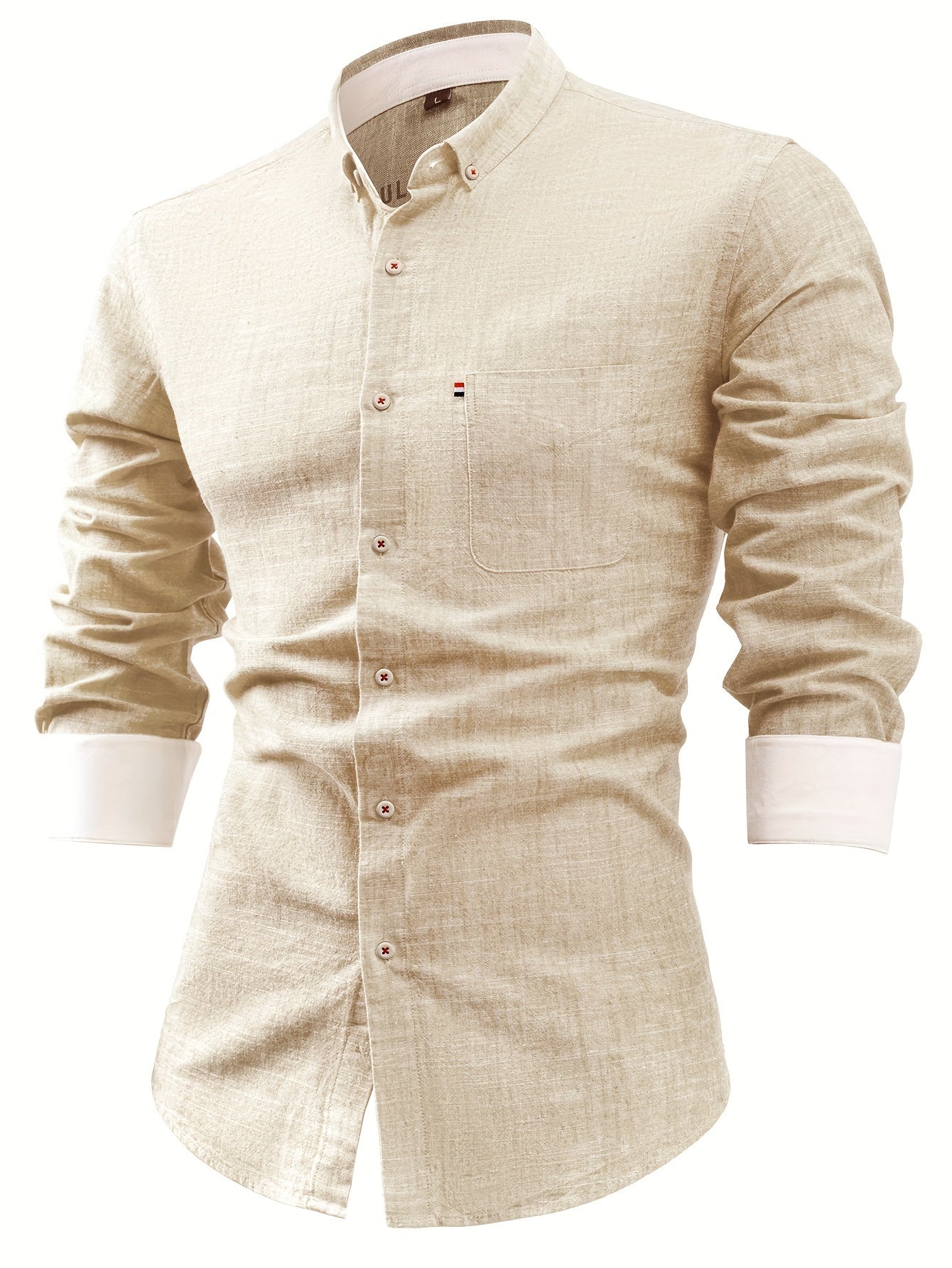 Mens Casual Button-Front Long Sleeve Classic Shirt