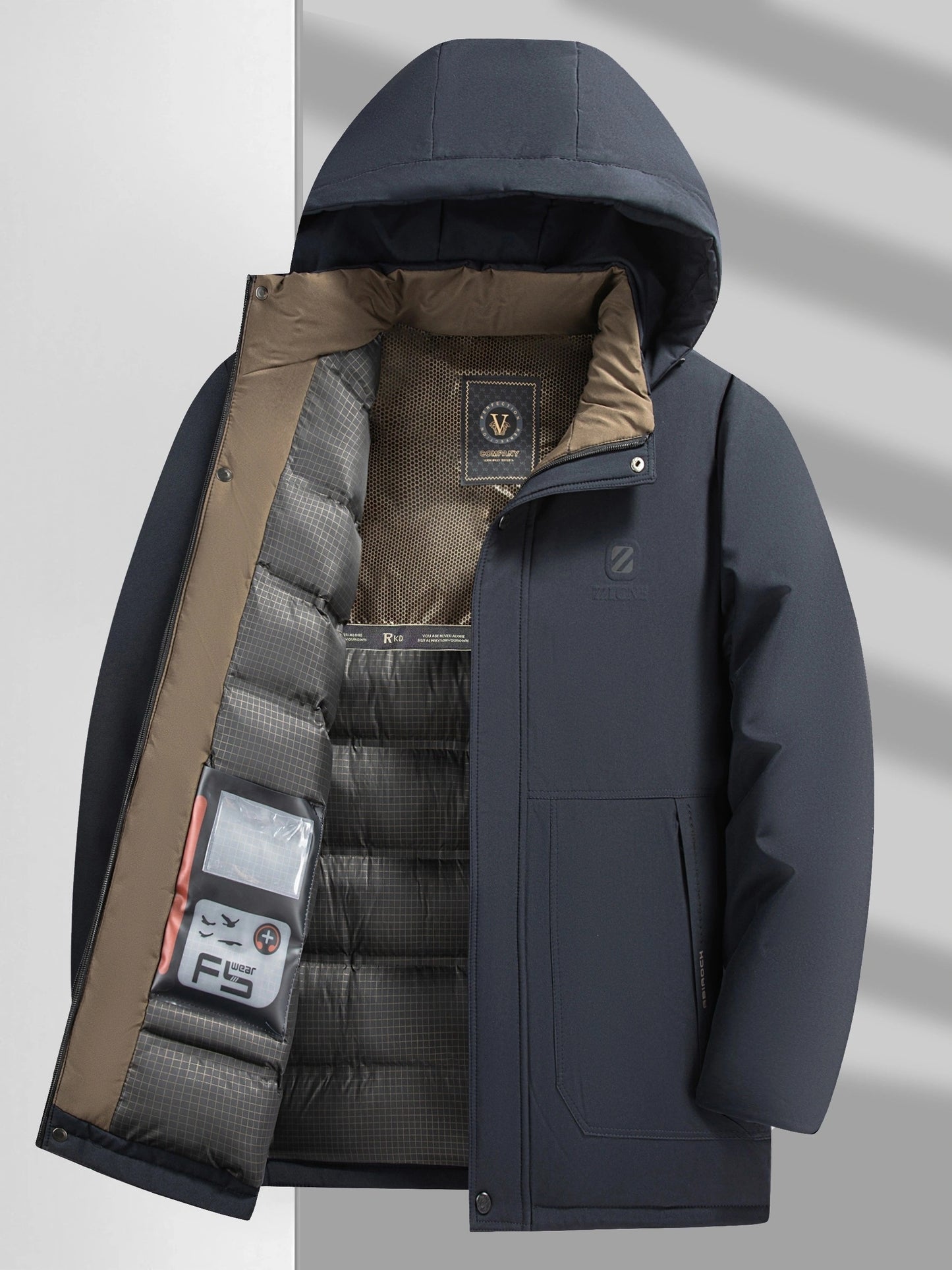 Mens Heavy-Duty Hooded Full-Zip Closure Thick Winter Jacket