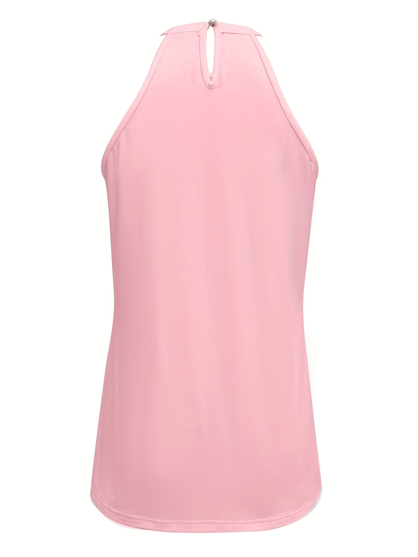 Womens Elegant Lace Trim Hollow-Out Solid Colour Round Neck Sleeveless Top