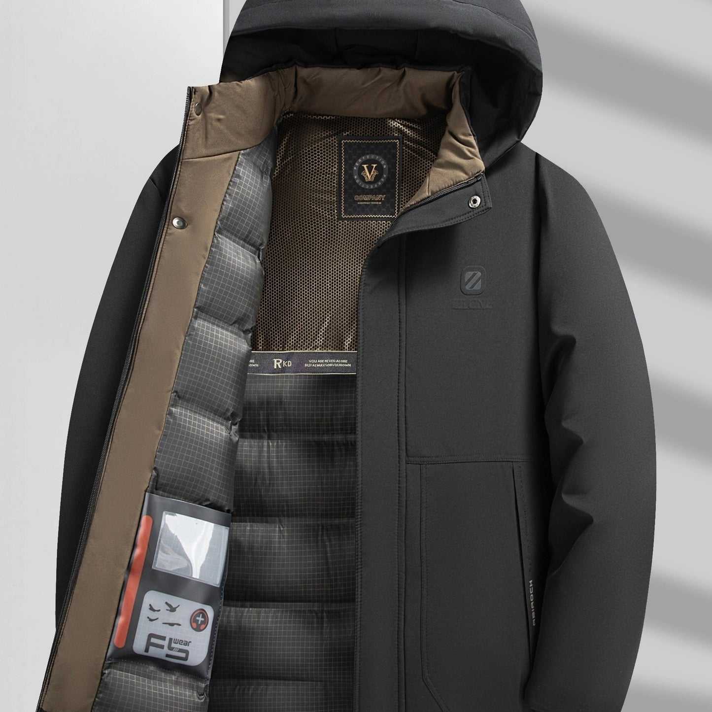 Mens Heavy-Duty Hooded Full-Zip Closure Thick Winter Jacket