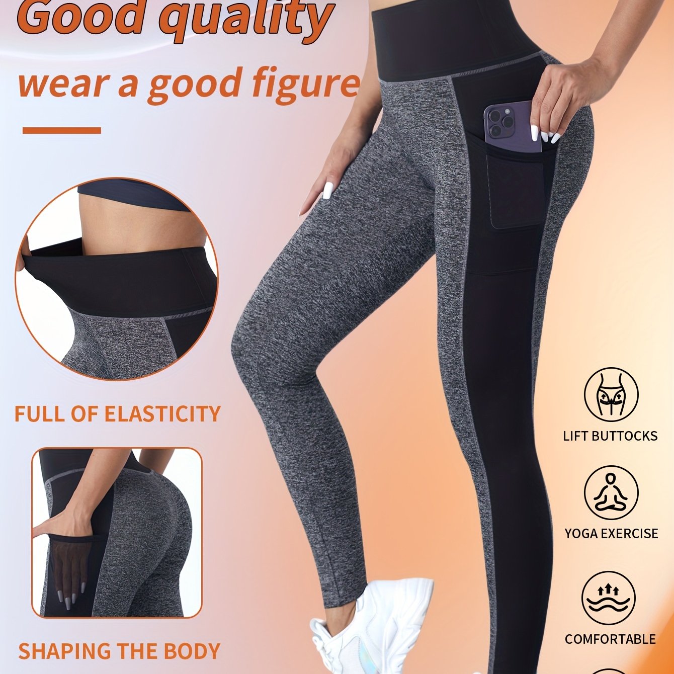 Womens Activewear Breathable High Waist Yoga Leggings