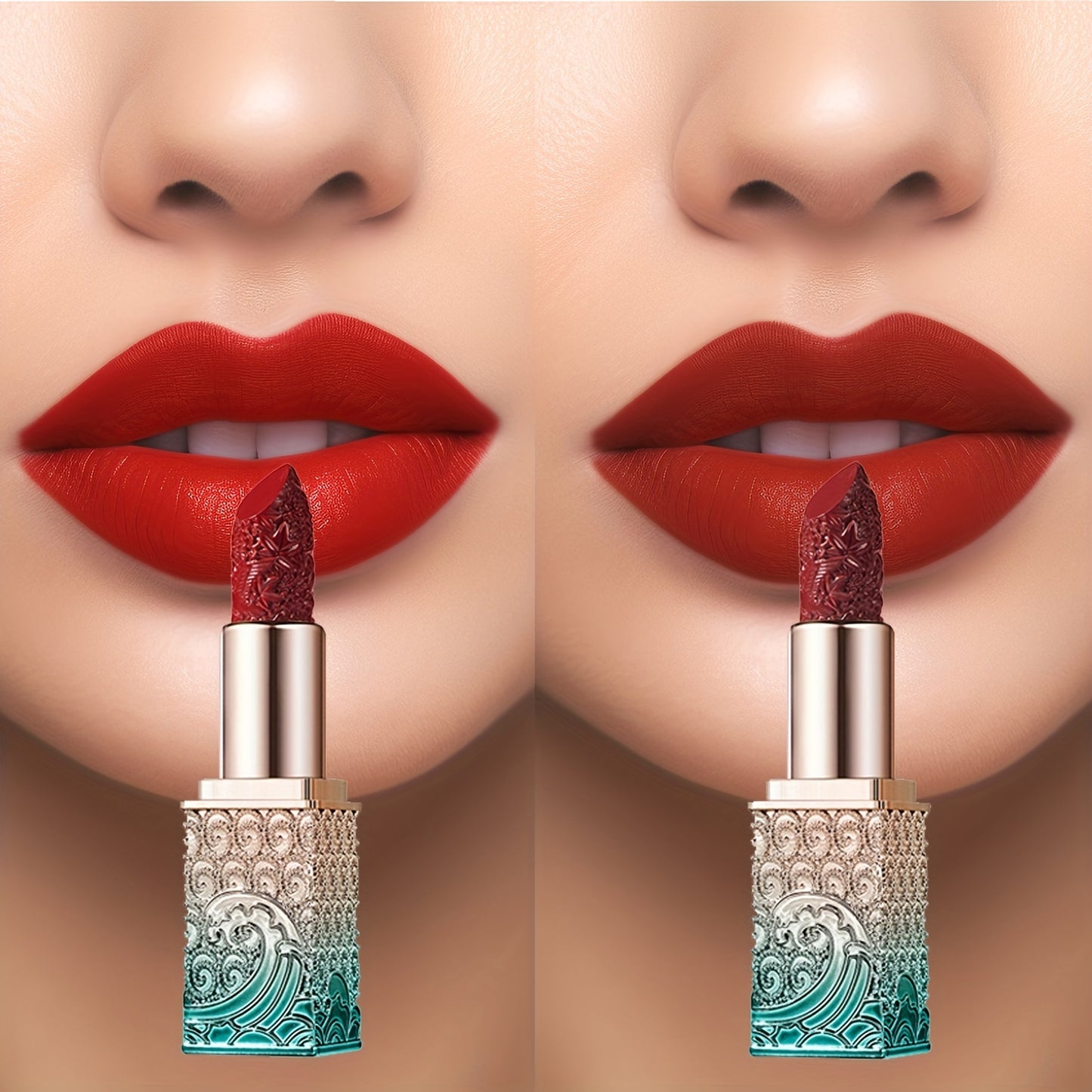 Long Lasting Waterproof Non Stick Silky Matte Lipstick with Carved Square Tube