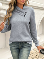 Womens Casual Elegant Asymmetrical Neck Solid Colour Knitted Sweater