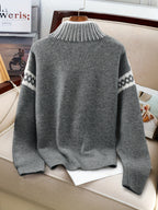 Womens Elegant Half-Turtleneck Knit Solid Colour Sweater