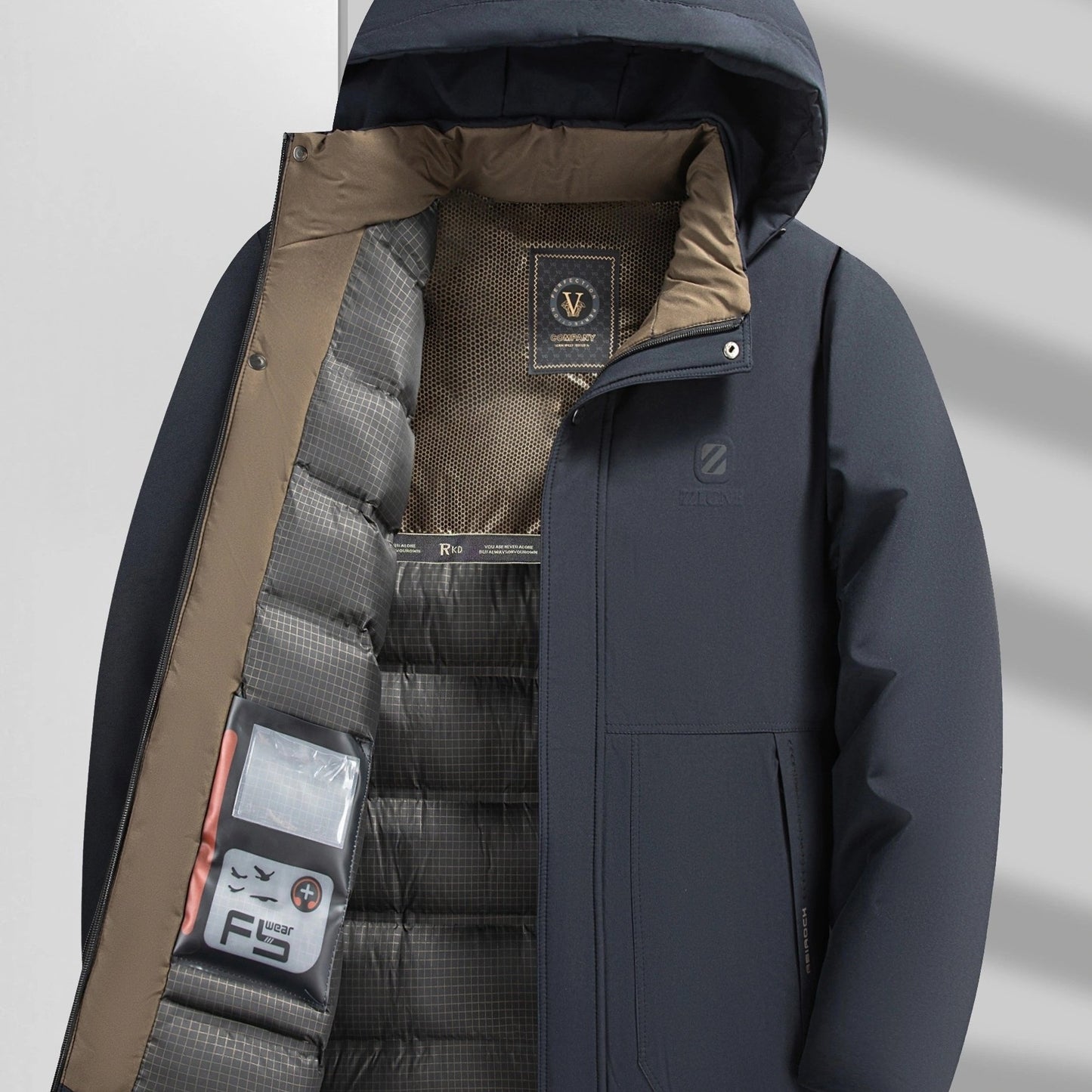 Mens Heavy-Duty Hooded Full-Zip Closure Thick Winter Jacket