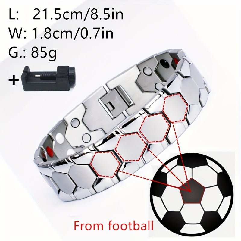 Mens Heavy-Duty Titanium Steel Hexagonal Accent Bracelet