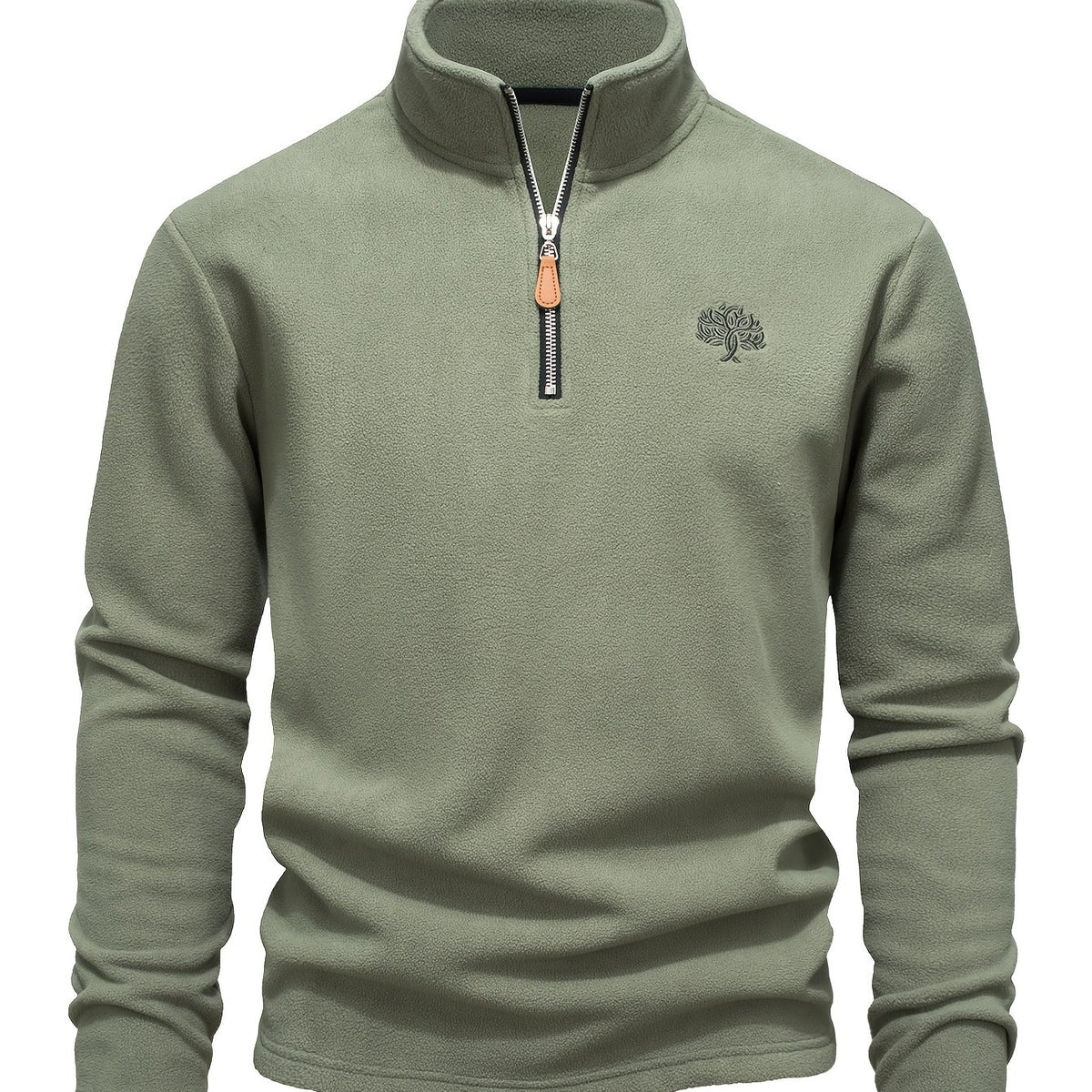 Mens Casual Solid Colour Outdoor Half-Zip Long Sleeve Classic Style Fleece Sweatshirt