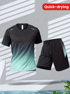 Mens Short Sleeve Training Running Quick Dry Set