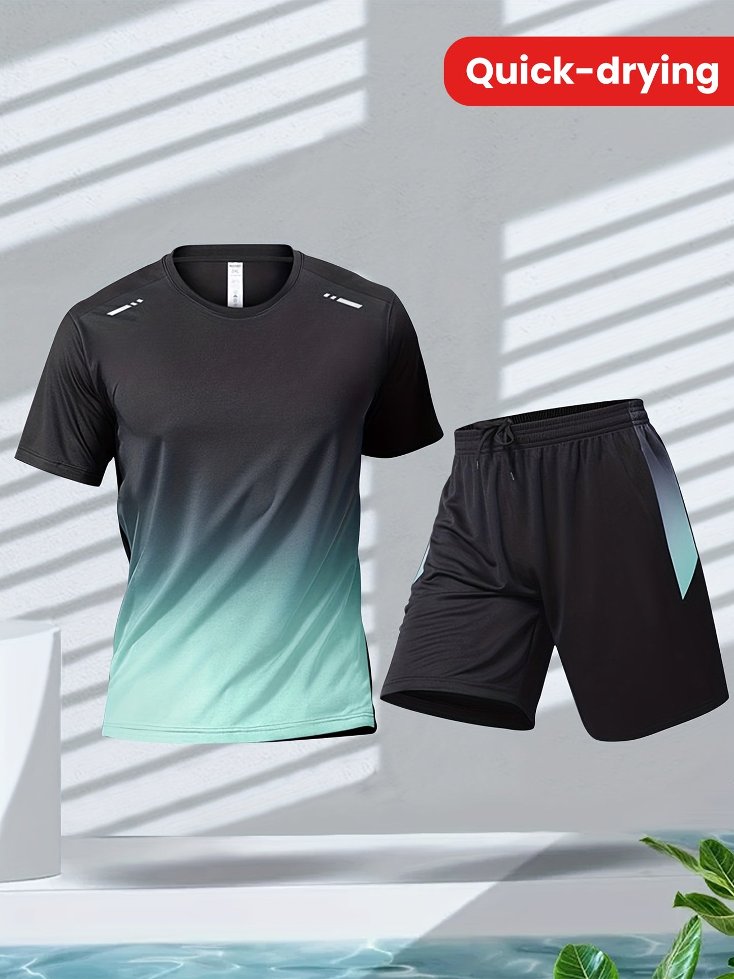 Mens Short Sleeve Training Running Quick Dry Set