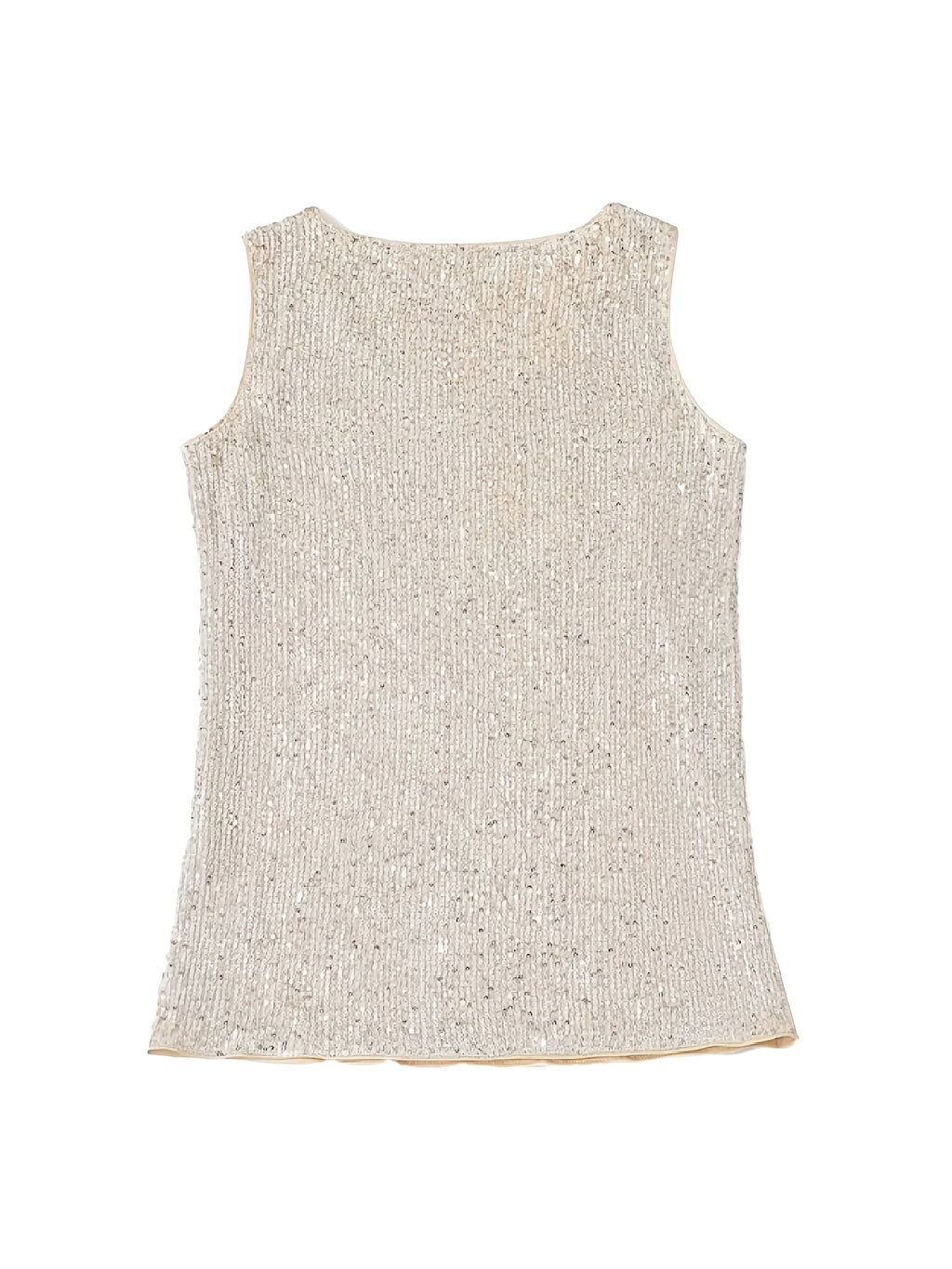 Womens Elegant Sequin V-Neck Knit Fabric Solid Colour Sleeveless Top