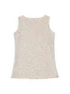 Womens Elegant Sequin V-Neck Knit Fabric Solid Colour Sleeveless Top