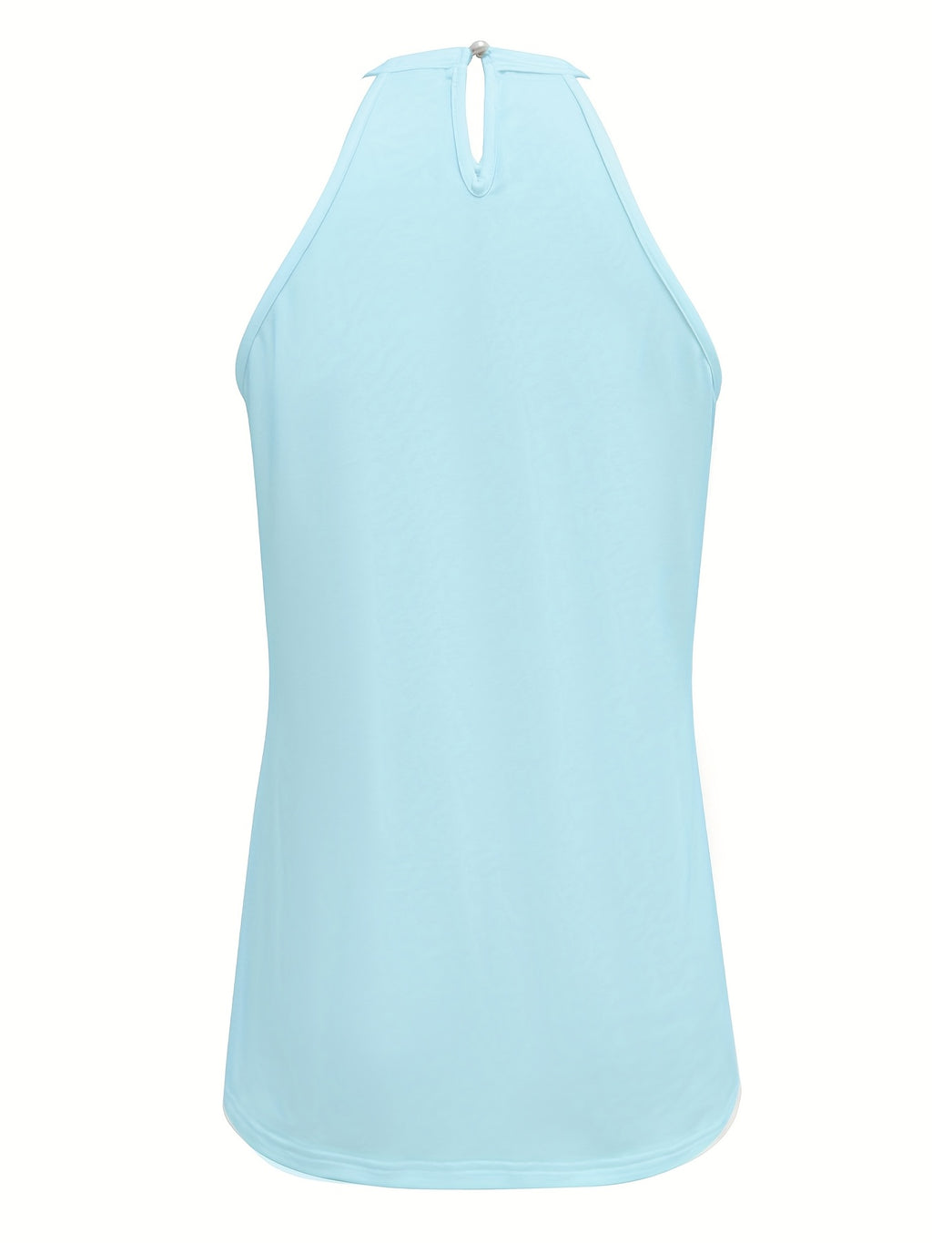 Womens Elegant Lace Trim Hollow-Out Solid Colour Round Neck Sleeveless Top