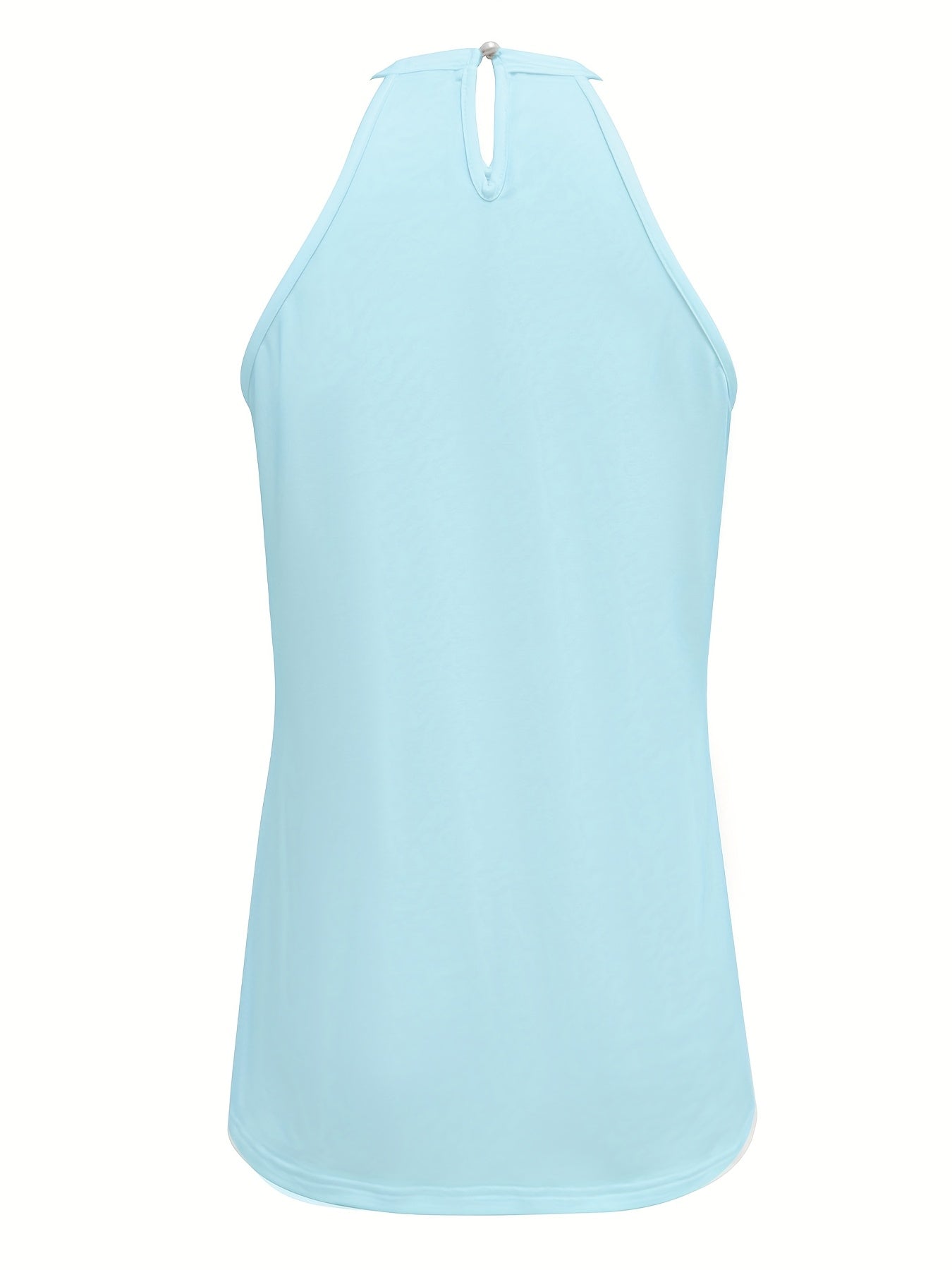 Womens Elegant Lace Trim Hollow-Out Solid Colour Round Neck Sleeveless Top