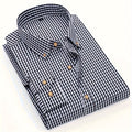 Mens Stylish Gingham Check Casual Long Sleeve Breathable Button-Up Shirt