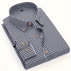 Mens Stylish Gingham Check Casual Long Sleeve Breathable Button-Up Shirt