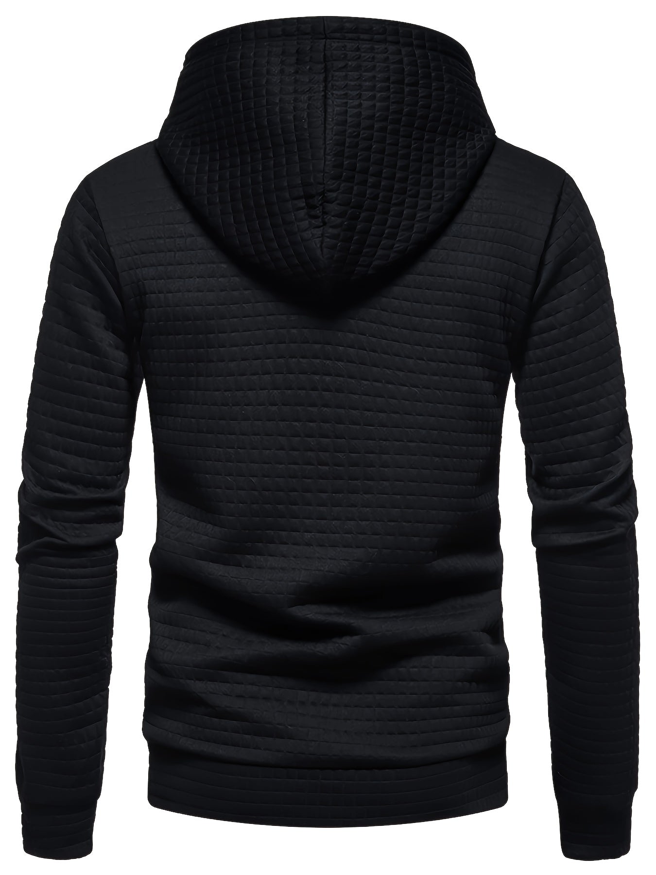 Mens Casual Letter Print Slim Fit Waffle Knit Pullover Hooded Swearshirt