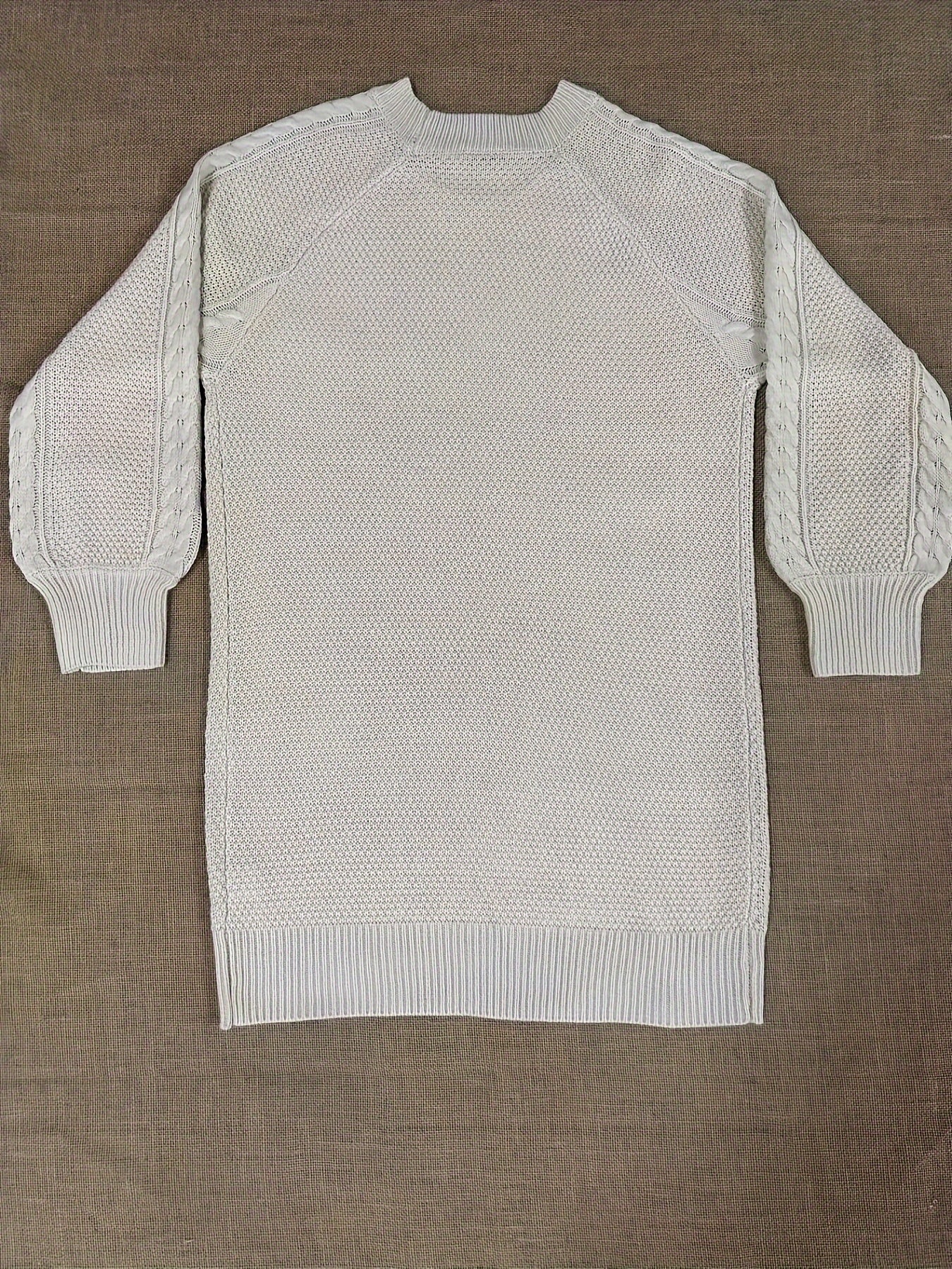 Womens Elegant Mid Length Cable Knit Chunky Sweater