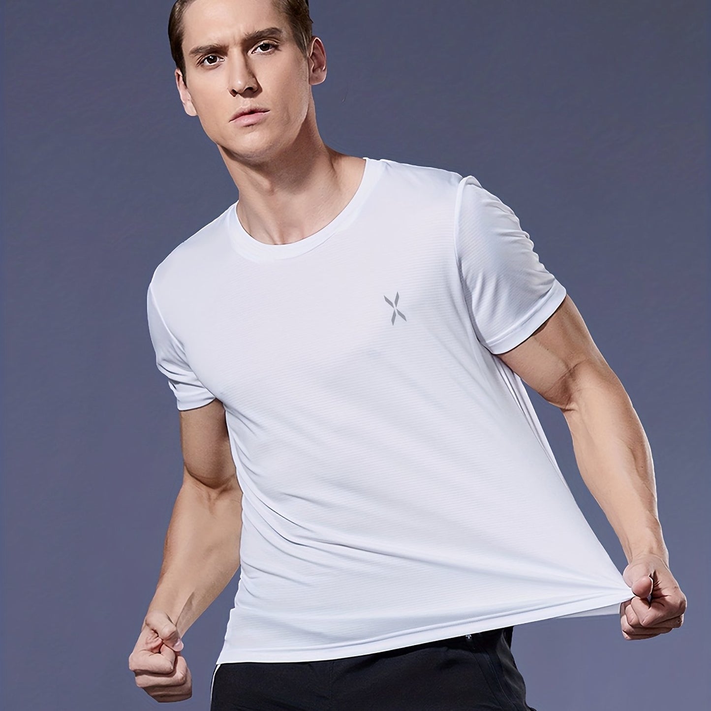 Mens Breathable Activewear Quick-Dry Ultra-Thin Lightweight Crew Neck Tshirt