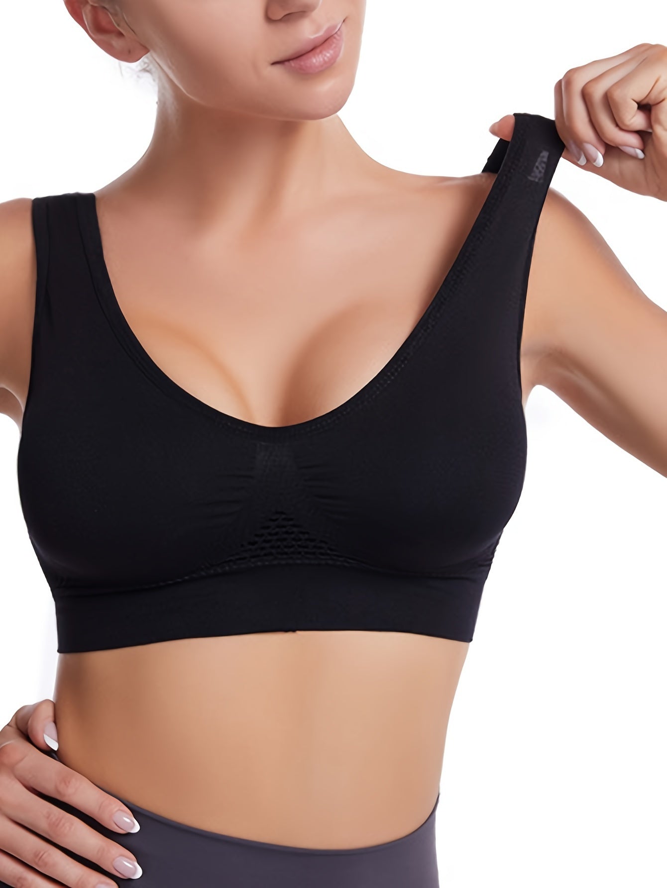 Womens Activewear Seamless Breathable Wireless Mesh Sports Bra With Pads