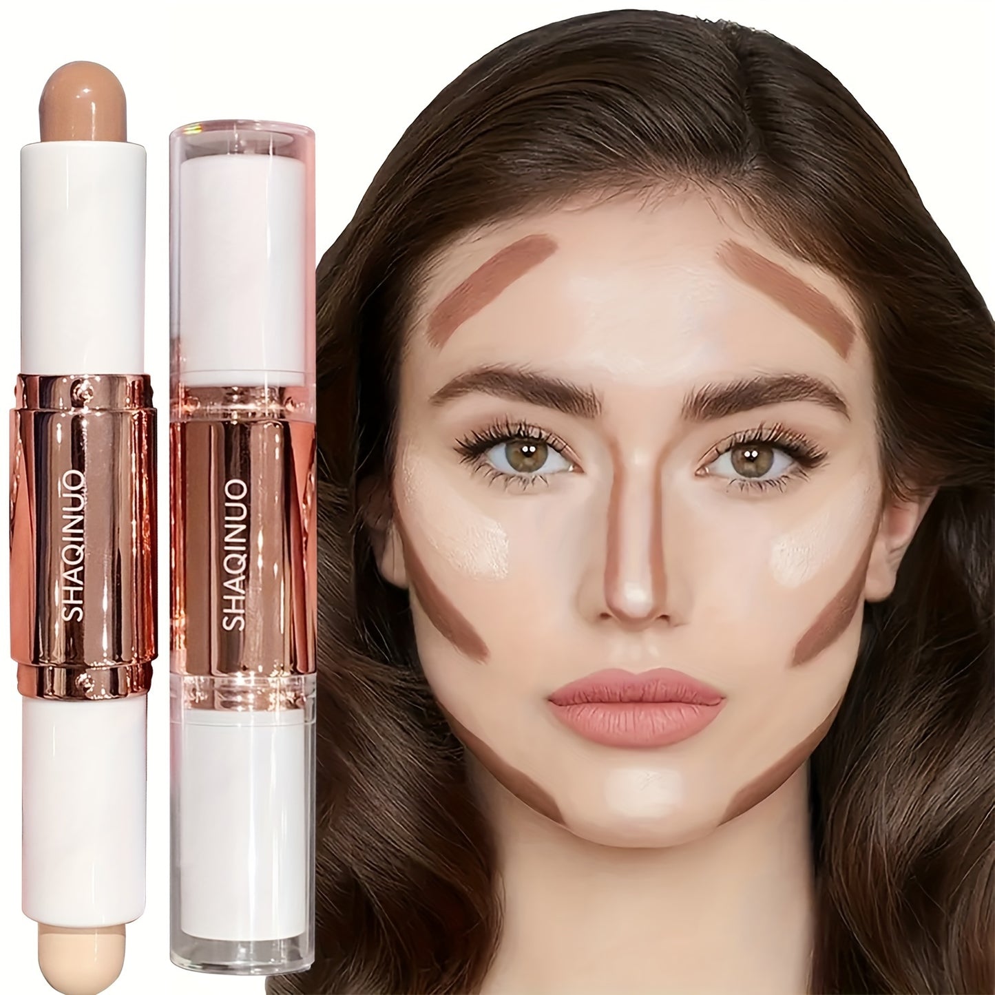 Waterproof Long Lasting Dual-Ended Highlighter And Contour Stick for Defined Facial Contours