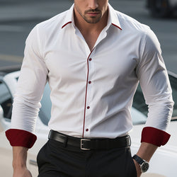 Mens Classic Formal Wrinkle-Resistant Business Long-Sleeve Button-Up Shirt