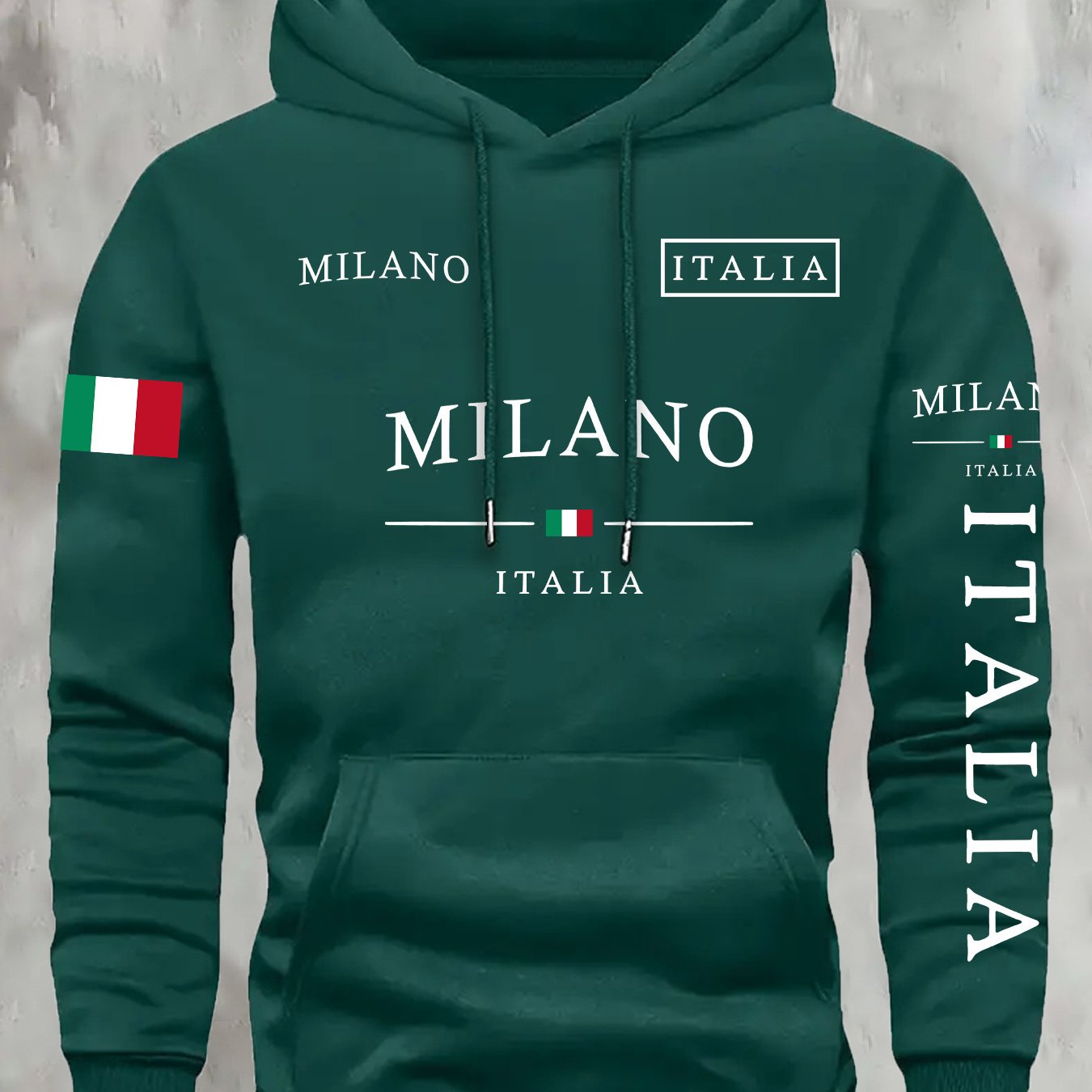 Mens Casual Retro Hooded Letter Print Sweatshirt