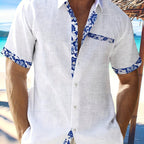 Mens Casual Classic Button-Up Breathable Regular Fit Short Sleeve Shirt