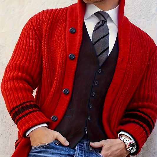 Mens Casual Stand Collar Loose Fit Open Front Sweater Cardigan