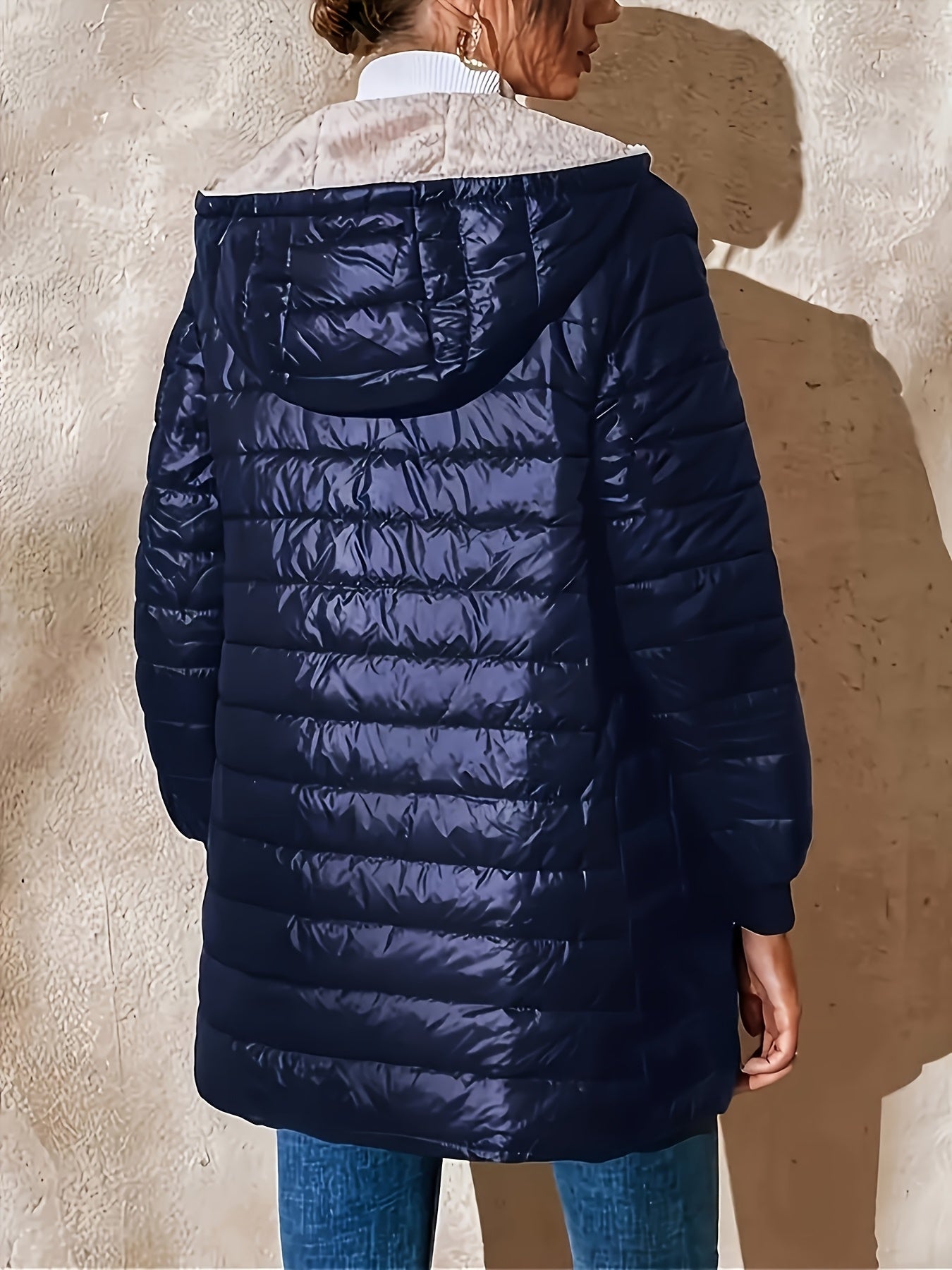 Womens Casual Medium Length Hooded Puffer Jacket