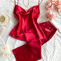 Womens Casual Relaxed Fit Sexy Satin Cowl Neck Backless Cami Top & Pants Set