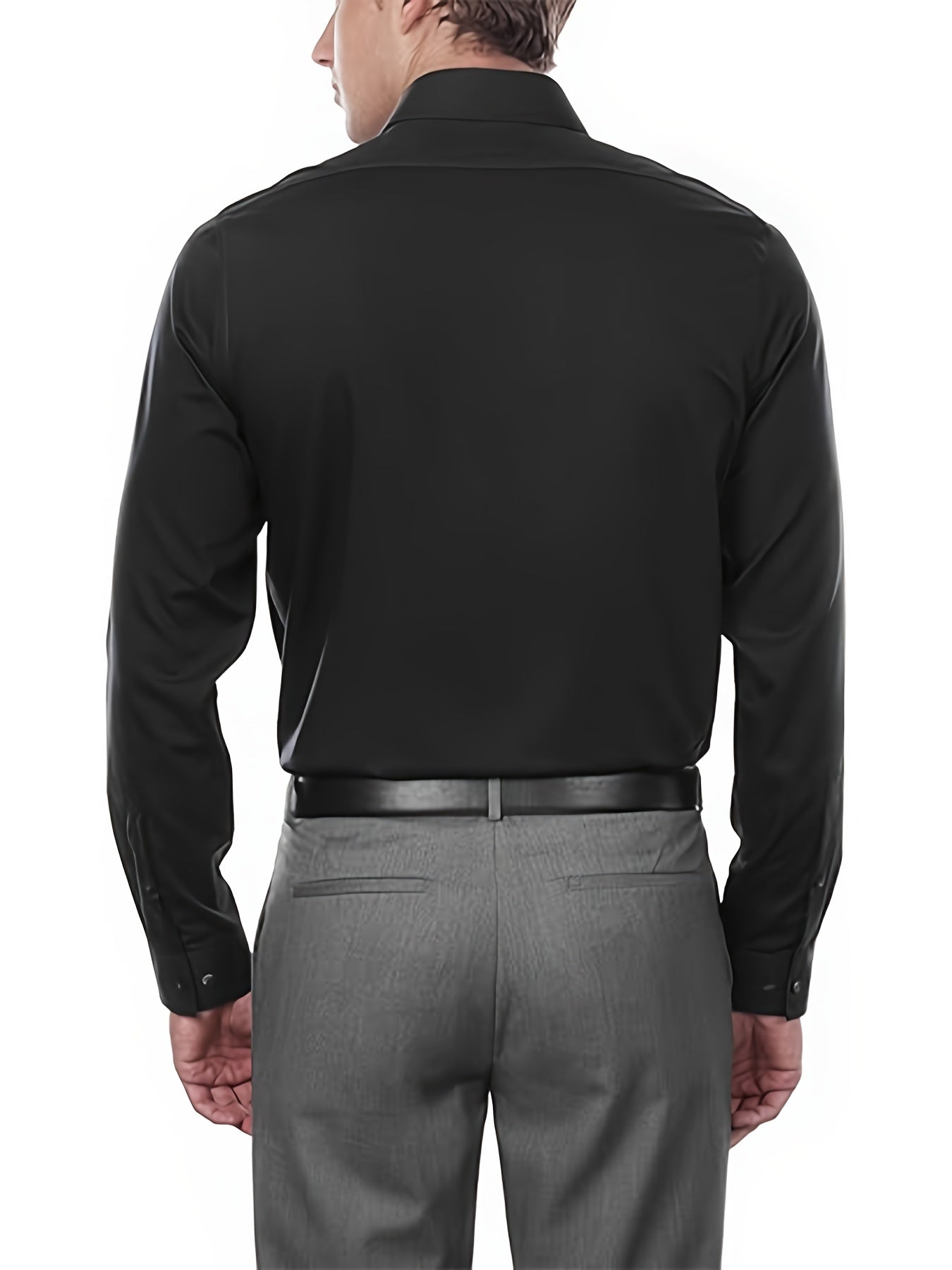 Mens Classic Business Formal Button-Up Long Sleeve Dress Shirt