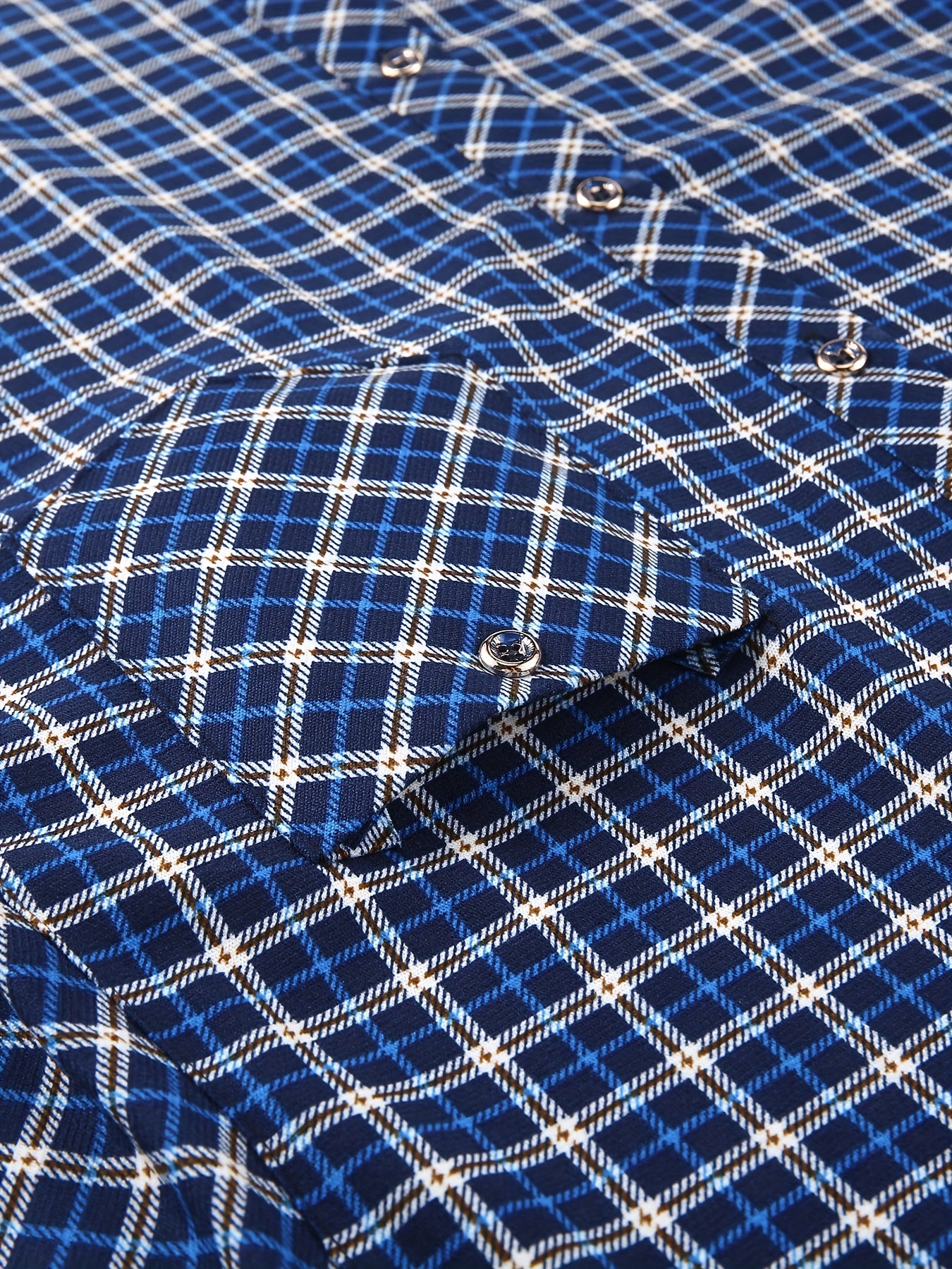 Mens Casual 2 Pcs Short Sleeve Plaid Button-Up Shirts