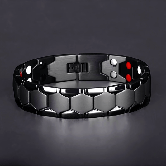 Mens Heavy-Duty Titanium Steel Hexagonal Accent Bracelet