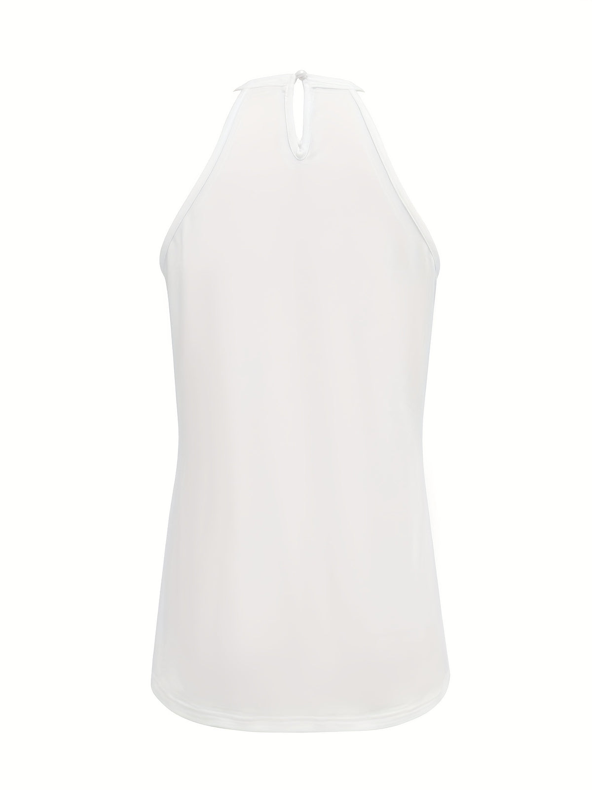 Womens Elegant Lace Trim Hollow-Out Solid Colour Round Neck Sleeveless Top