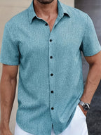 Mens Lightweight Breathable Linen-Blend Short Sleeve Shirt