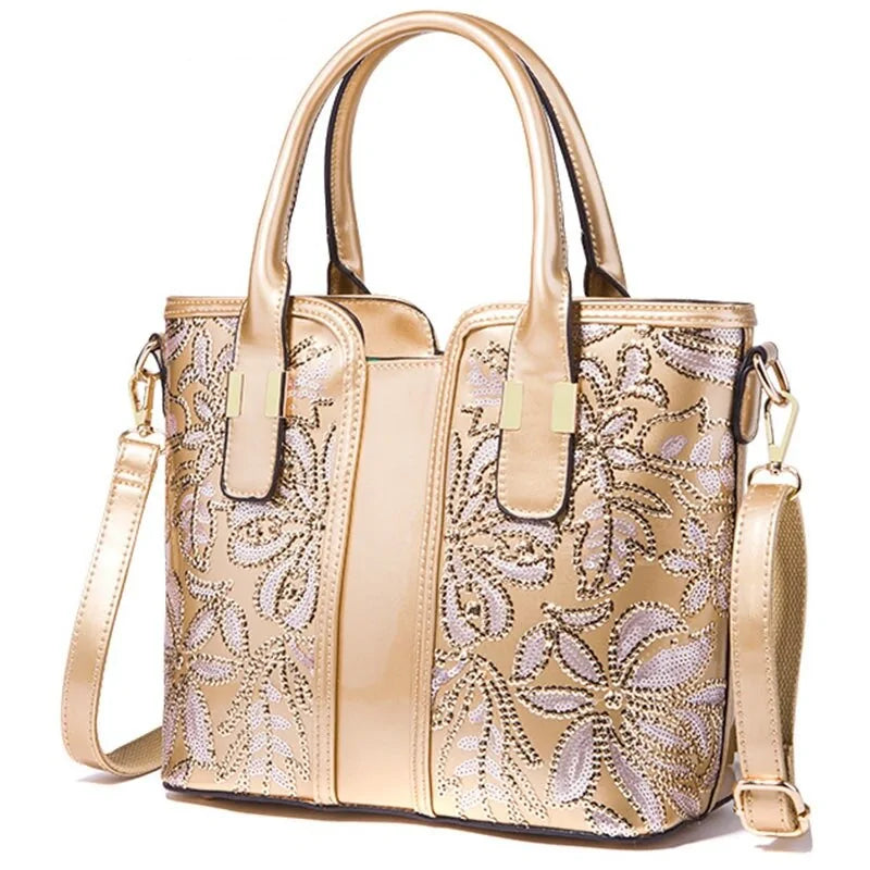 Womens Luxury High Quality Appliques Flower Messenger Bag